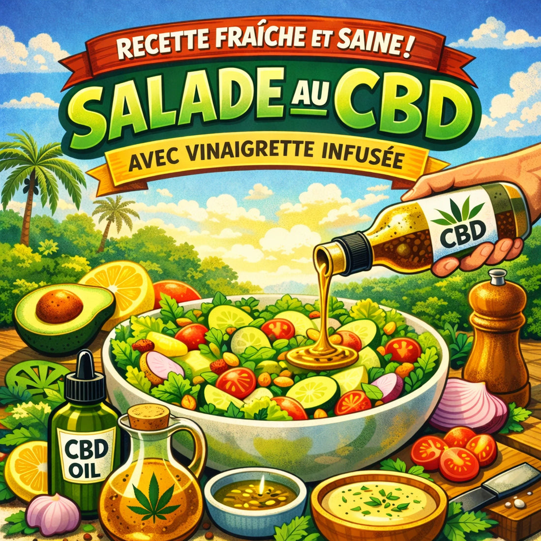 Recette fraîche et saine : Salade au CBD avec vinaigrette infusée